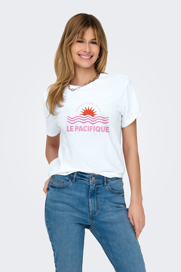 Only Playera de manga corta y cuello redondo beige