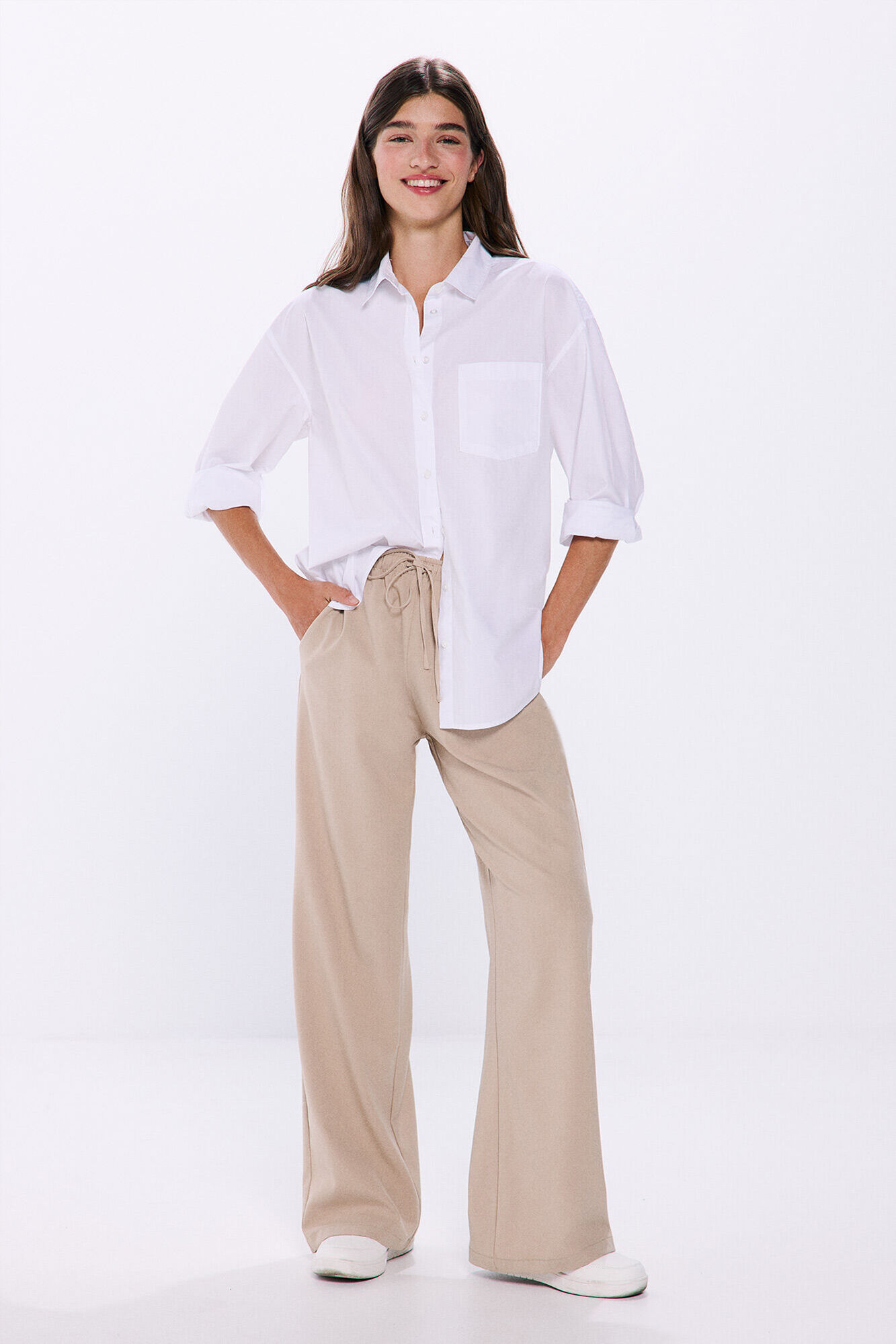 Springfield Camisa oversized algod&oacute;n  natural