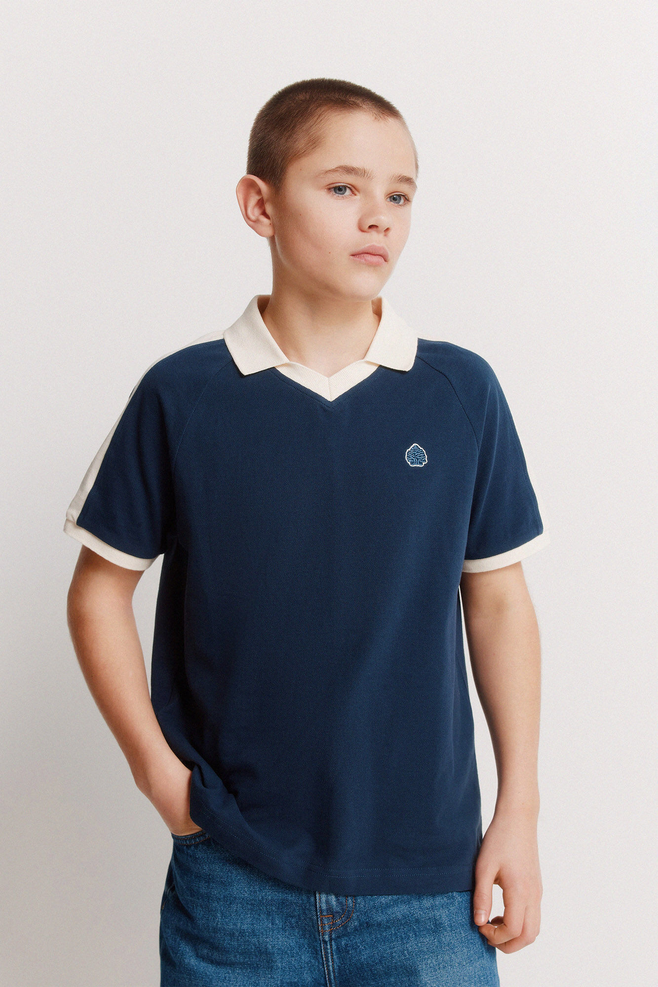 Springfield Kids Polo de ni&ntilde;o cortados y cosidos azul mezcla
