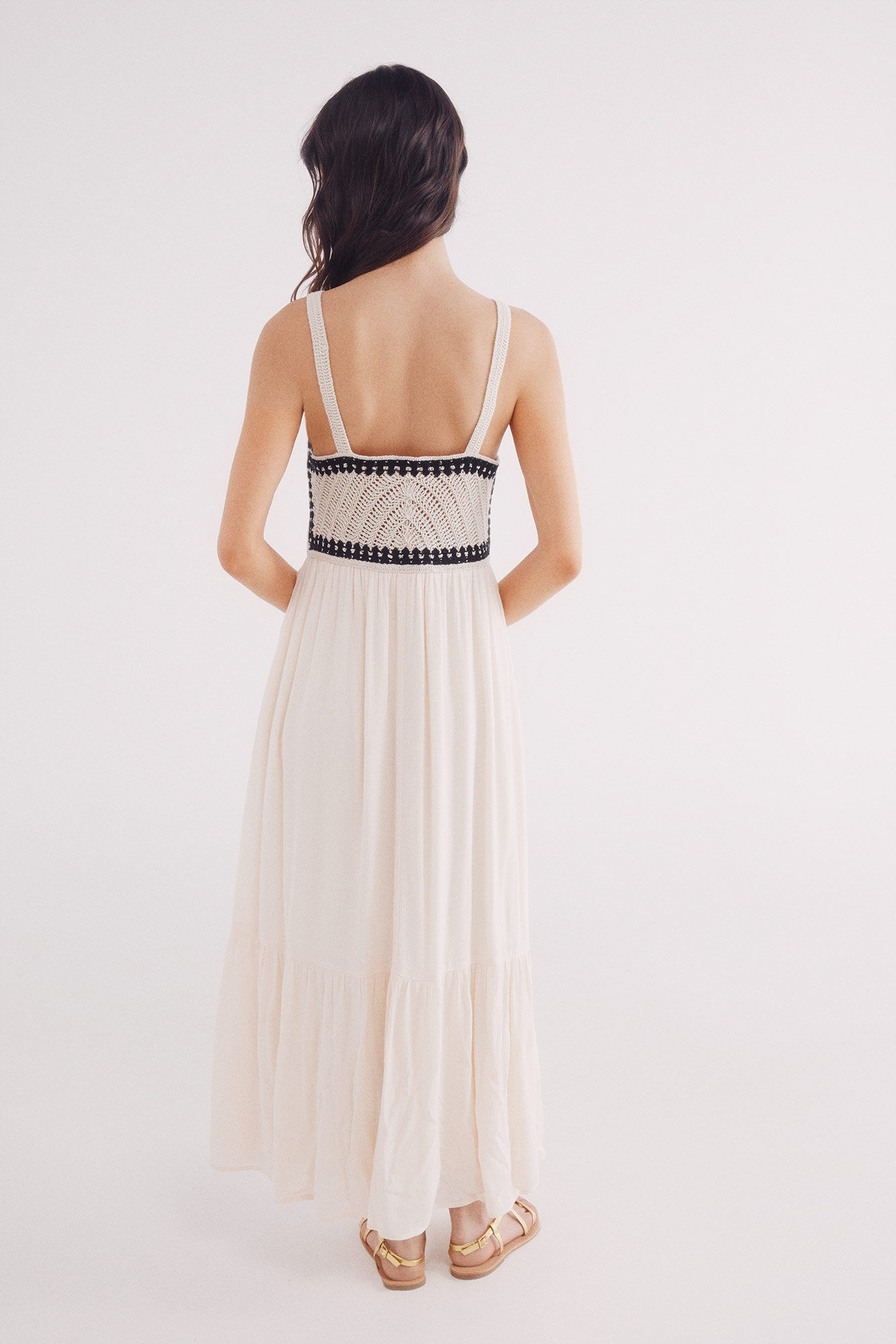 Springfield Vestido midi crochet bambula amarillo