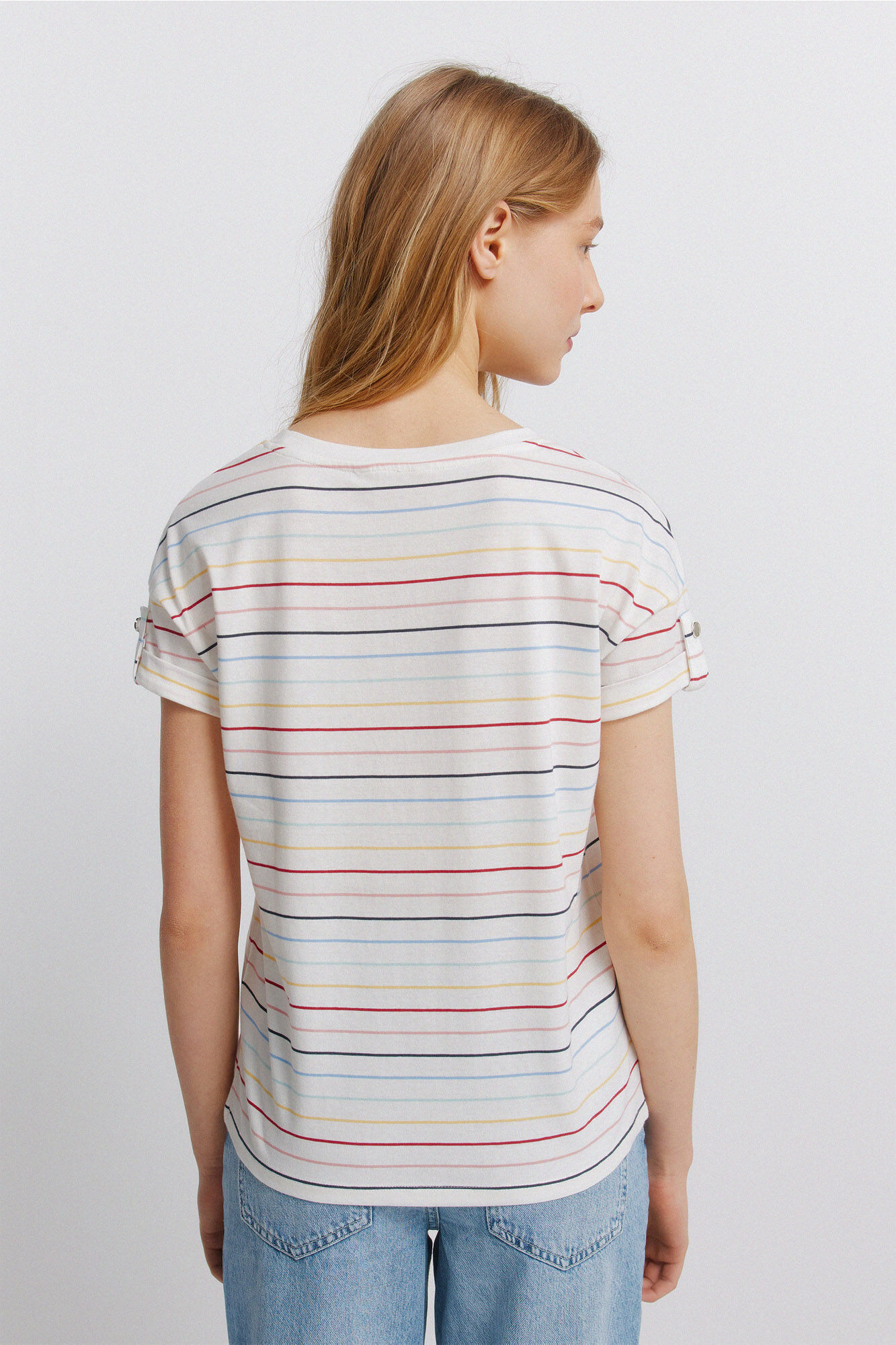 Springfield Playera de manga corta a rayas beige