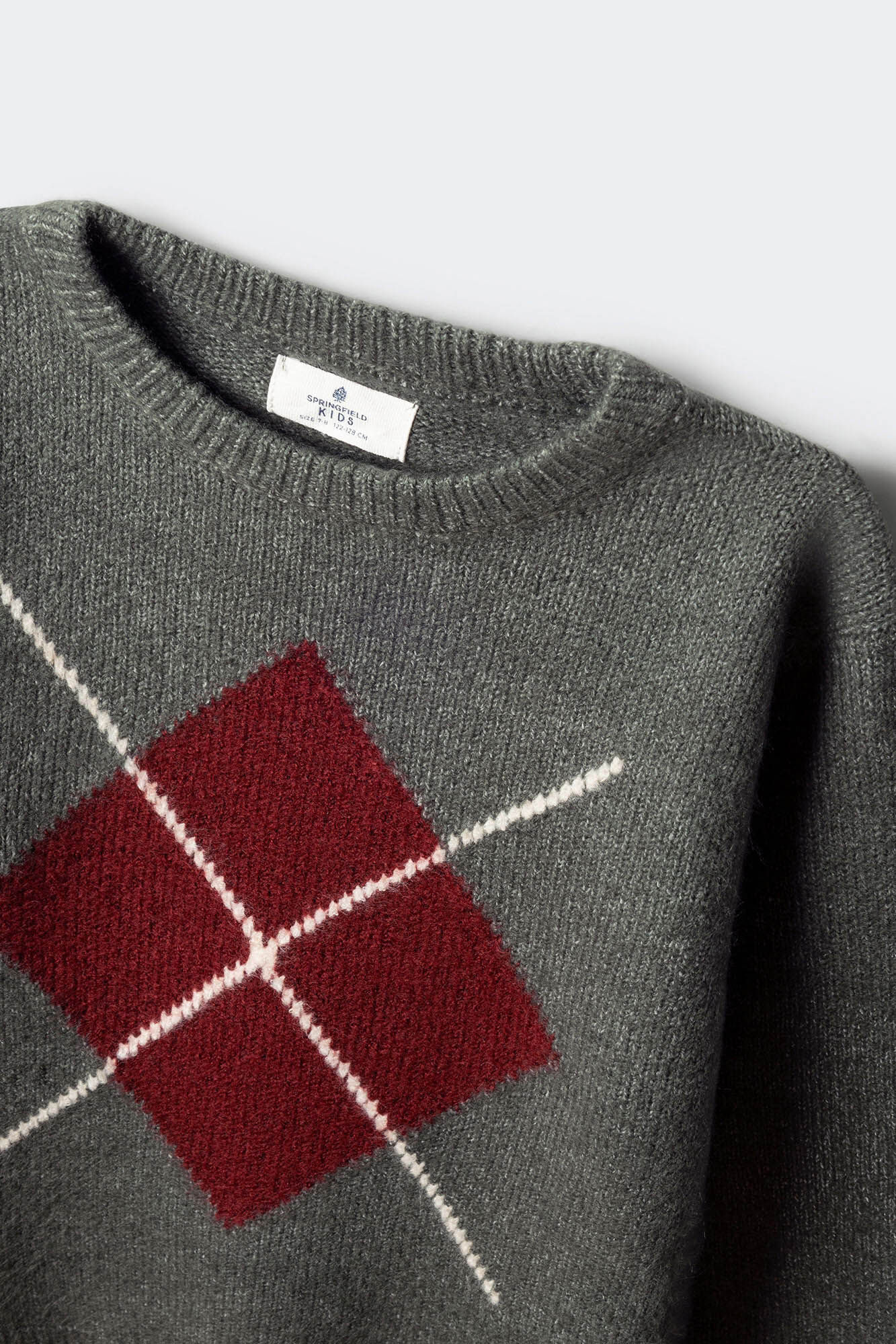 Springfield Kids Jersey caqui con estampado de rombos para ni&ntilde;o caza oscuro