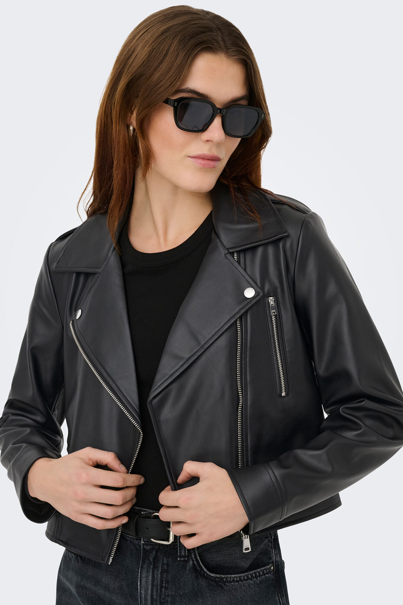 Only Chamarra biker de piel vegana