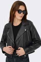 Only Chamarra biker de piel vegana negro