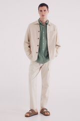 Springfield Pantalón cargo lino slim fit blanco