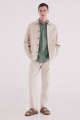 Springfield Pantalón cargo lino slim fit blanco