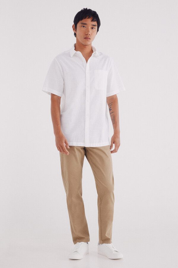 Springfield Pantalón chino microestampado slim fit beige