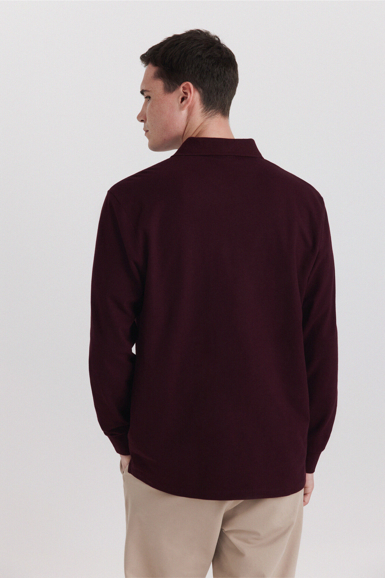 Springfield Polo de piqu&eacute; de manga larga regular fit p&uacute;rpura