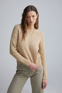 Springfield Suéter estructura chevron algodón beige