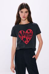 Springfield Playera gr&aacute;fica algod&oacute;n manga vuelta gris