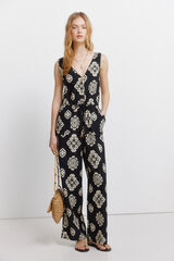 Springfield Jumpsuit sin mangas estampado negro