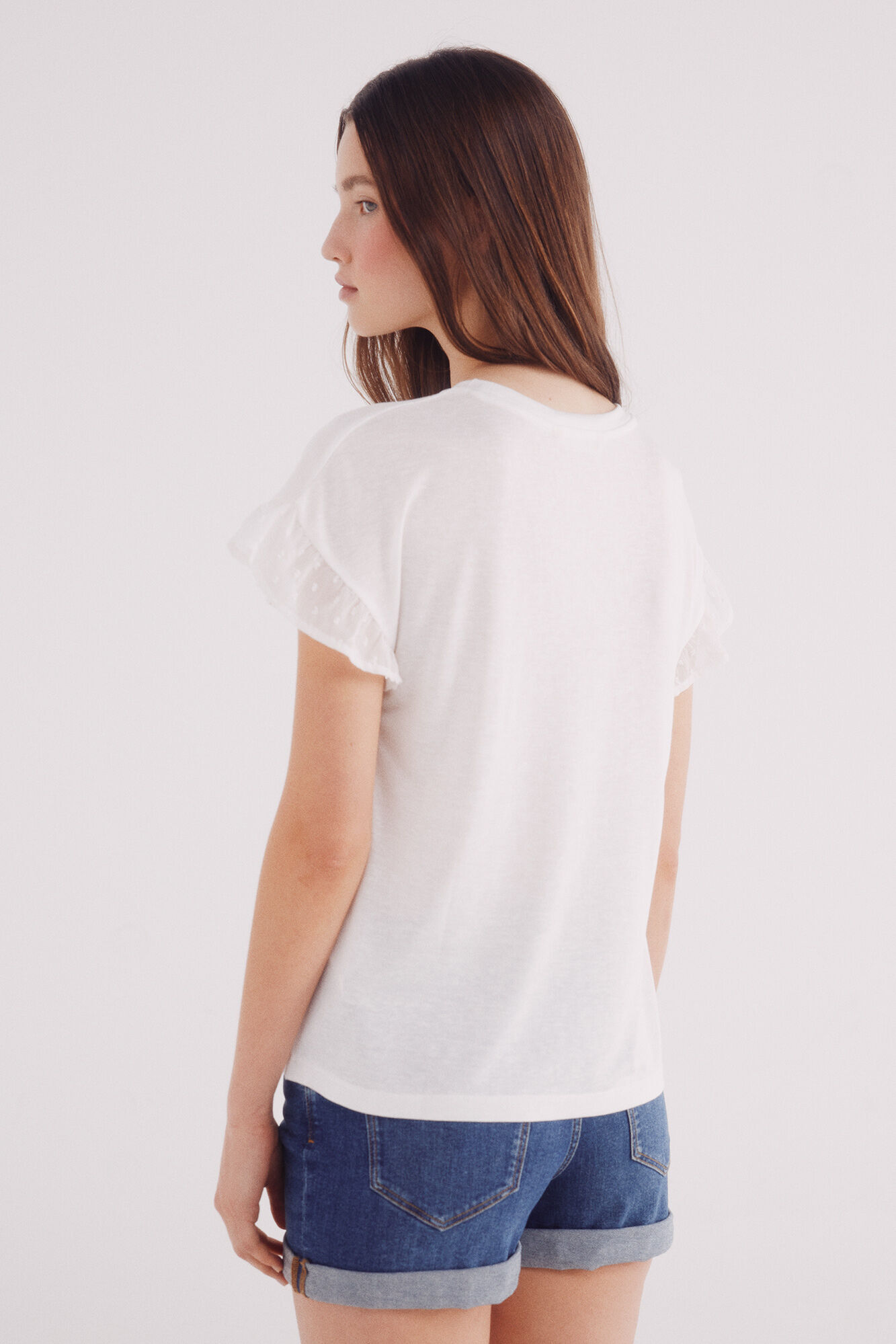 Springfield Playera manga volante plumet&iacute; amarillo