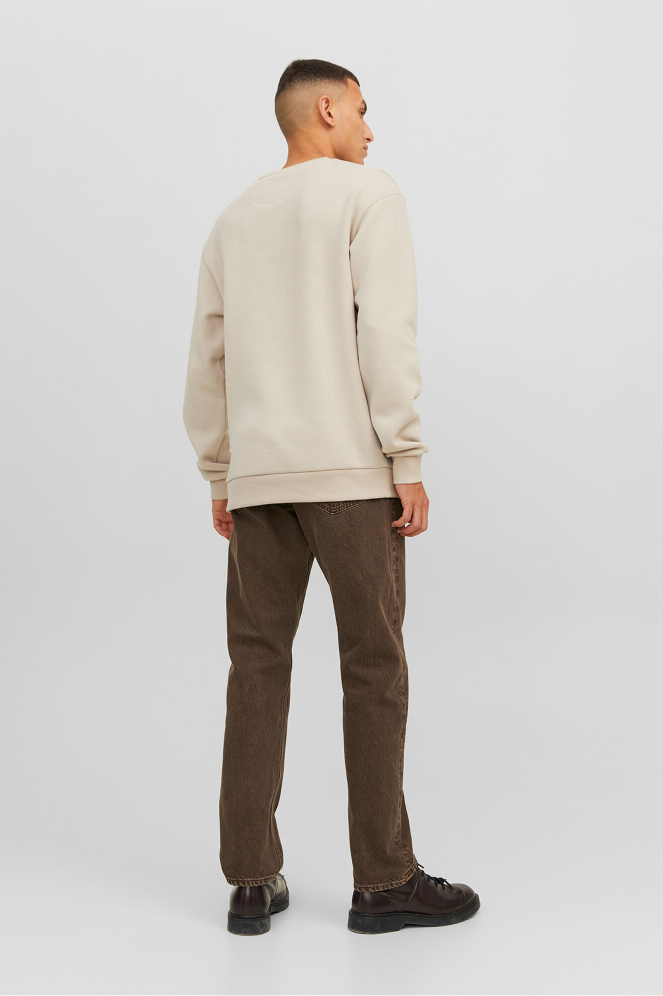 Jack & Jones Sudadera b&aacute;sica de cuello redondo gris