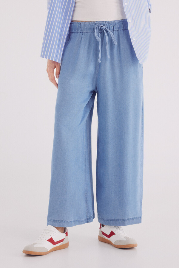 Springfield Pantalón culotte tencel azul