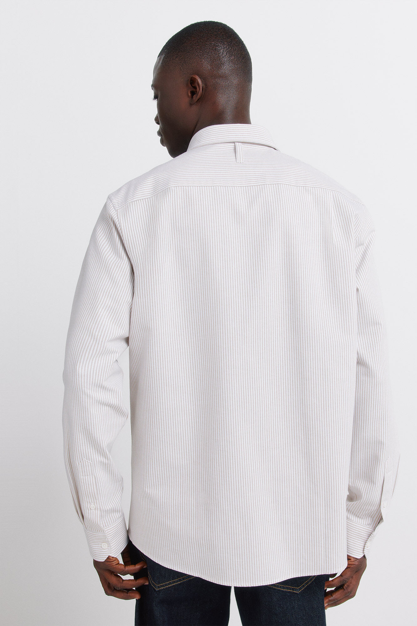 Springfield Camisa oxford a rayas sin arrugas beige