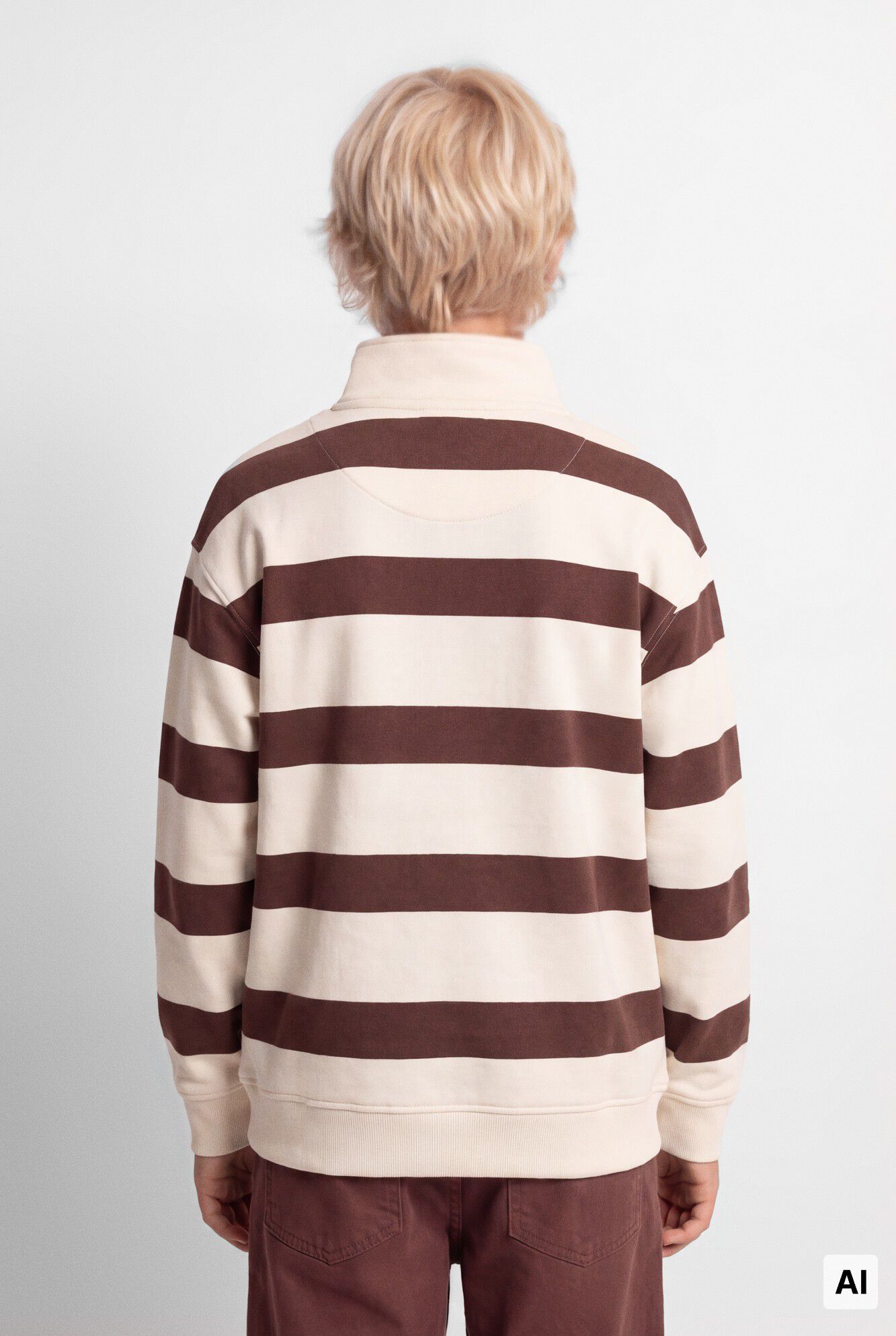 Springfield Kids Sudadera cuello camionero de rayas para ni&ntilde;o caf&eacute;