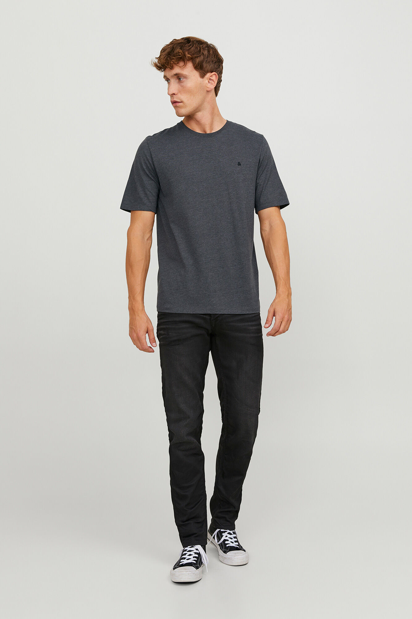Jack & Jones Playera lisa est&aacute;ndar fit gris