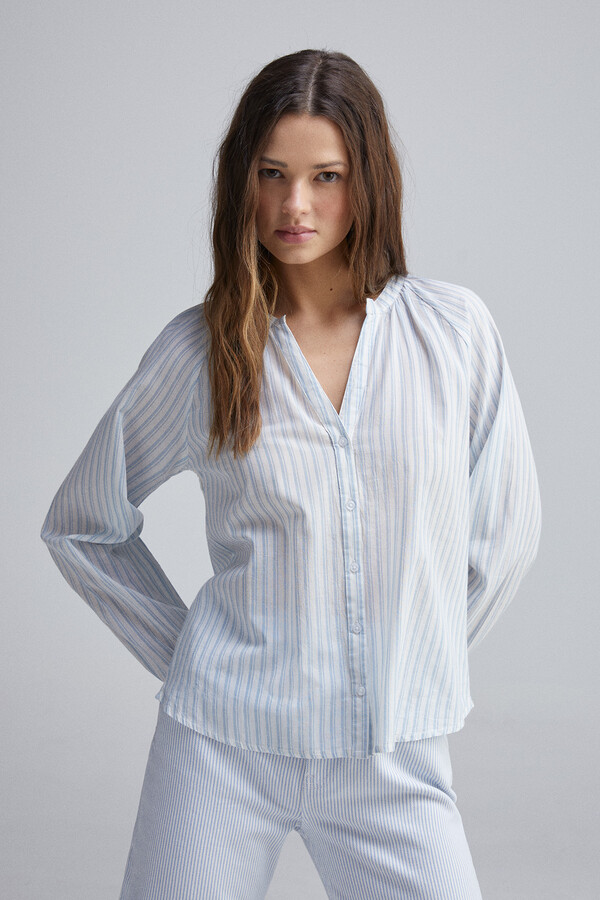 Springfield Blusa volumen cuello mao marfil