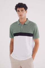 Springfield Polo piqué bloques color slim fit verde