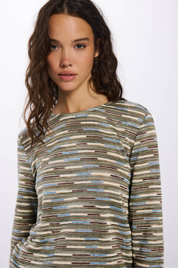 Springfield Playera estructura rayas beige