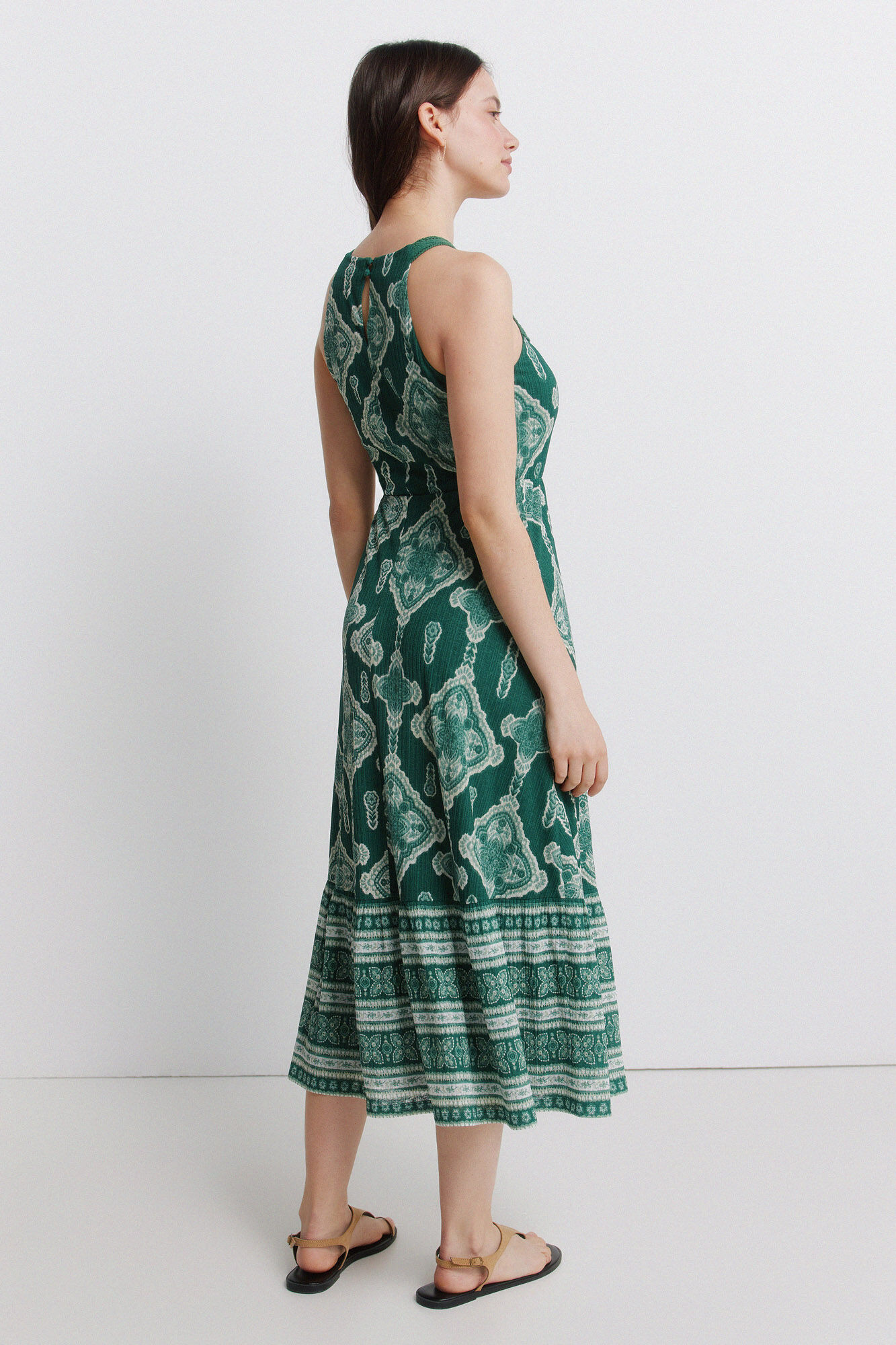 Springfield Vestido halter de crochet verde