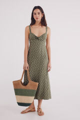 Springfield Vestido midi tirantes estampado verde