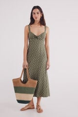 Springfield Vestido midi tirantes estampado verde