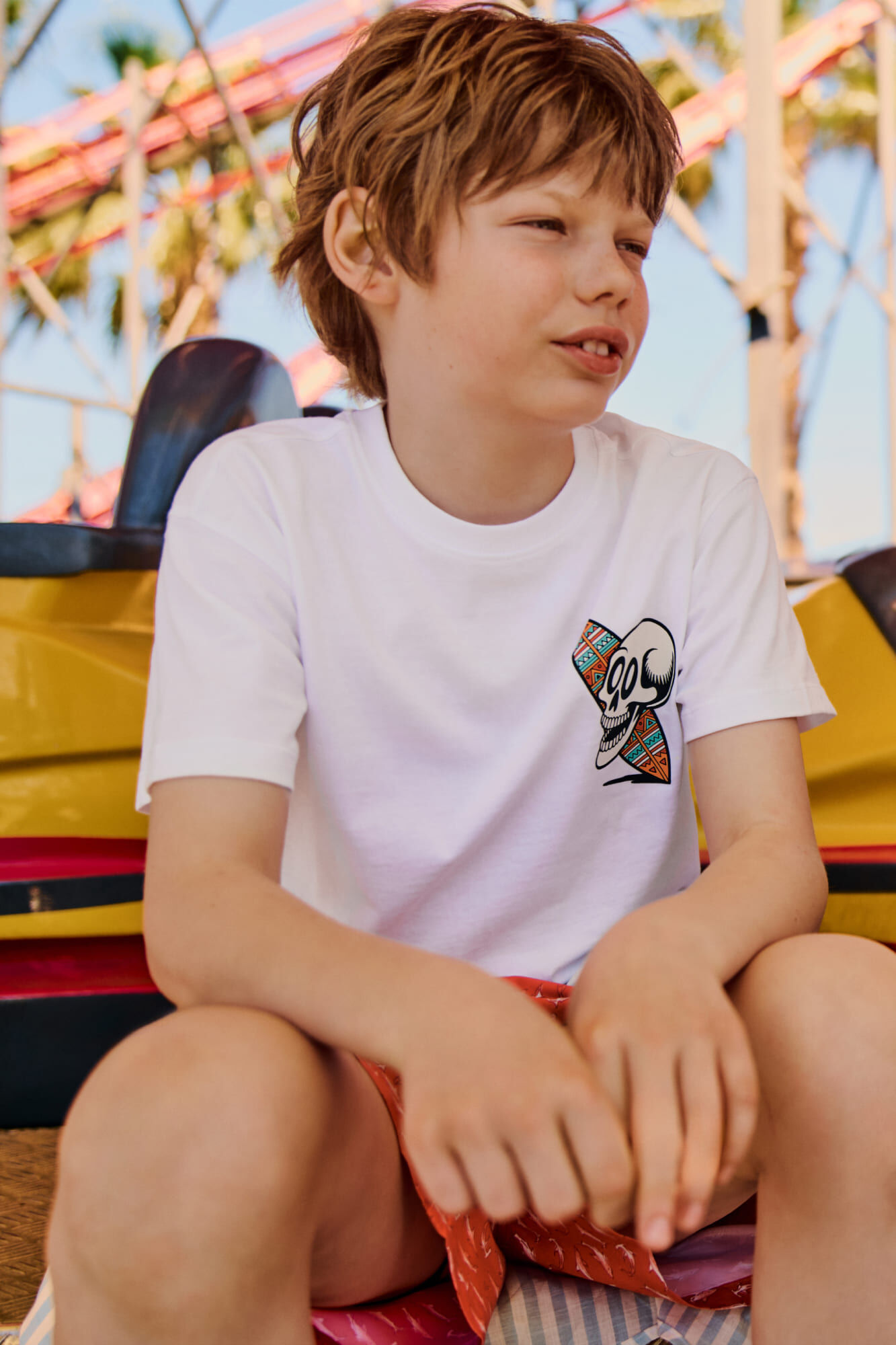 Springfield Kids Playera de manga corta de calavera surfista para ni&ntilde;o