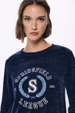 Springfield Playera gráfica chenilla combinada azul