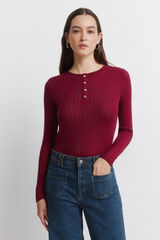 Springfield Playera con cuello de botones acanalados caf&eacute;