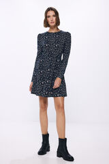Springfield Vestido corto hombros frunces azul