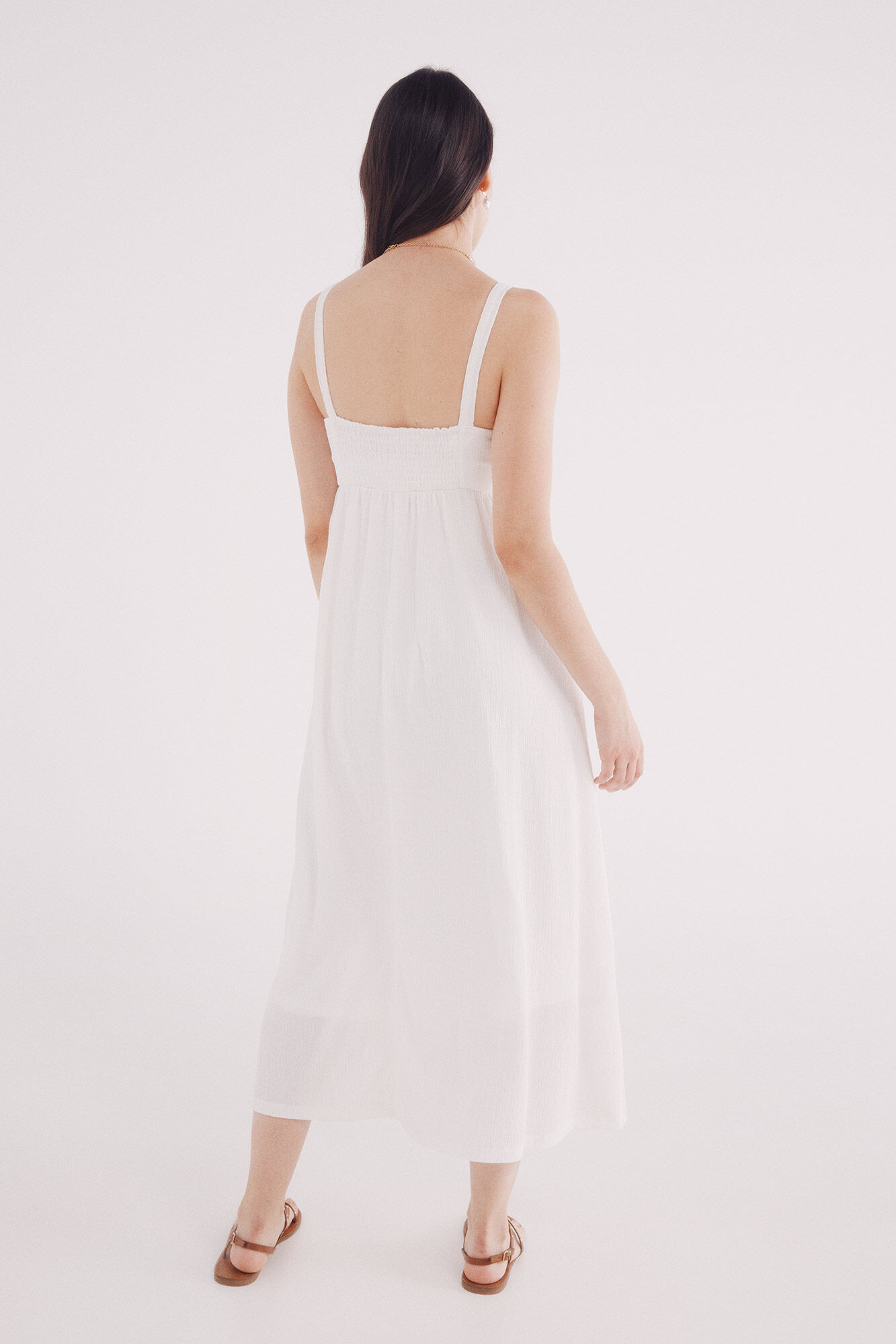 Springfield Vestido midi combinado crochet marfil