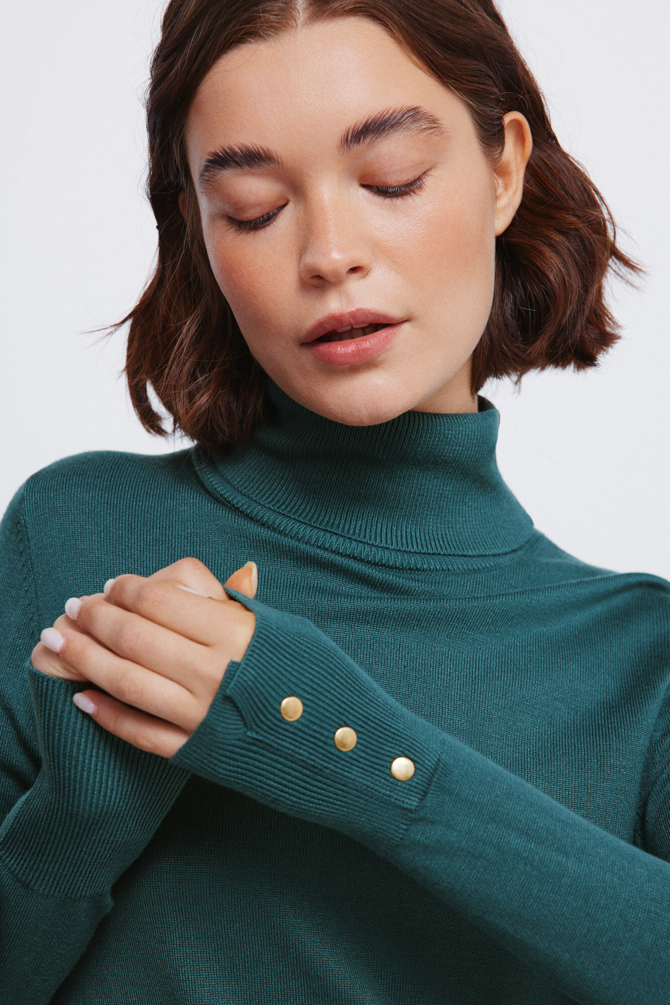 Springfield jersey de cuello alto con botones y pu&ntilde;os