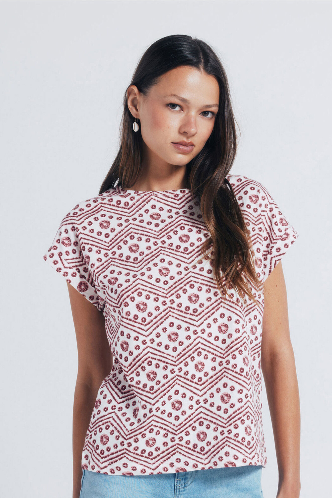 Springfield Playera botones hombro estampada