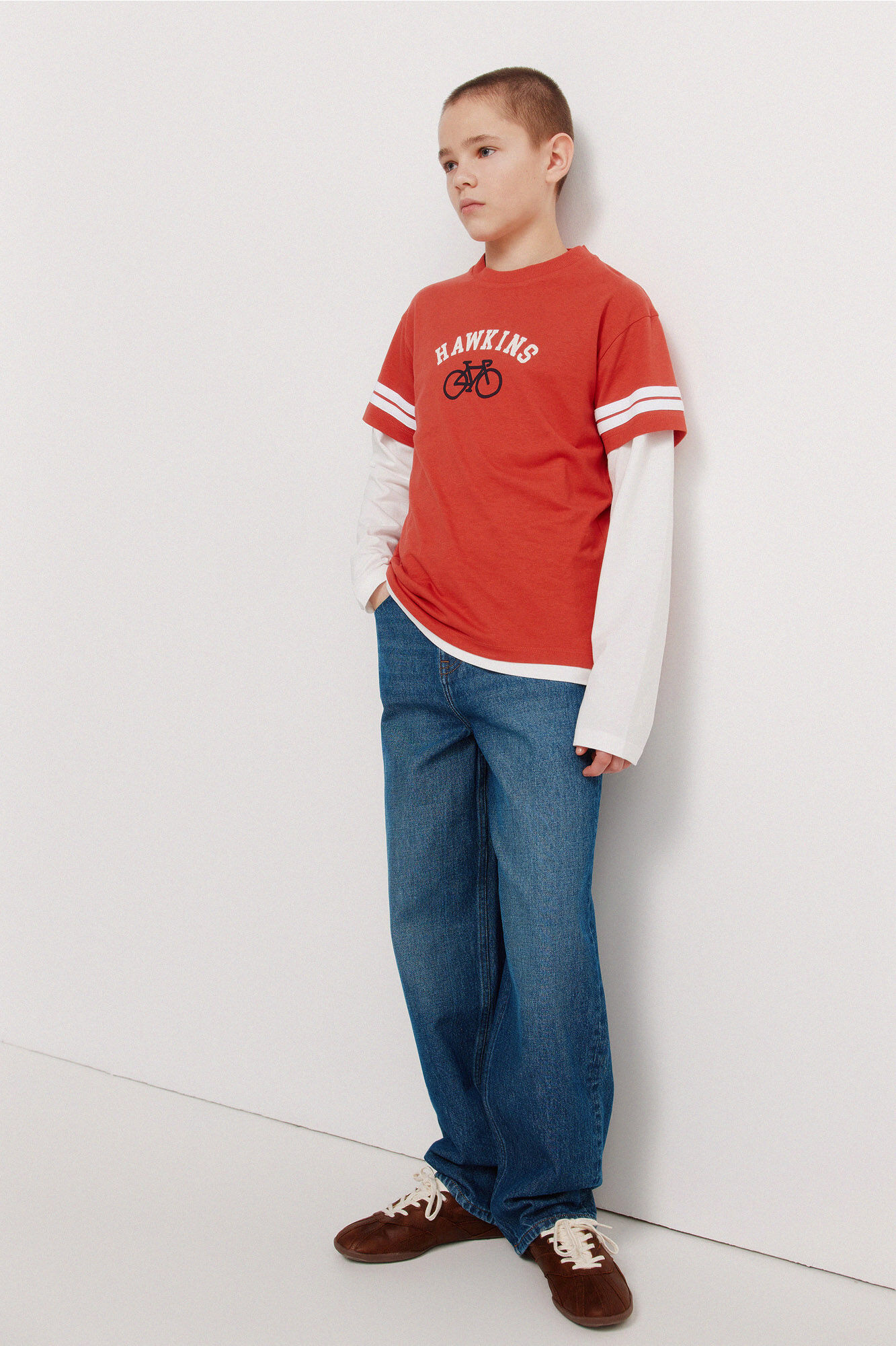 Springfield Kids Playera manga corta a rayas para ni&ntilde;o rojo