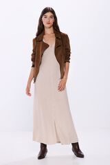 Springfield Vestido midi botones delantero estructura nude