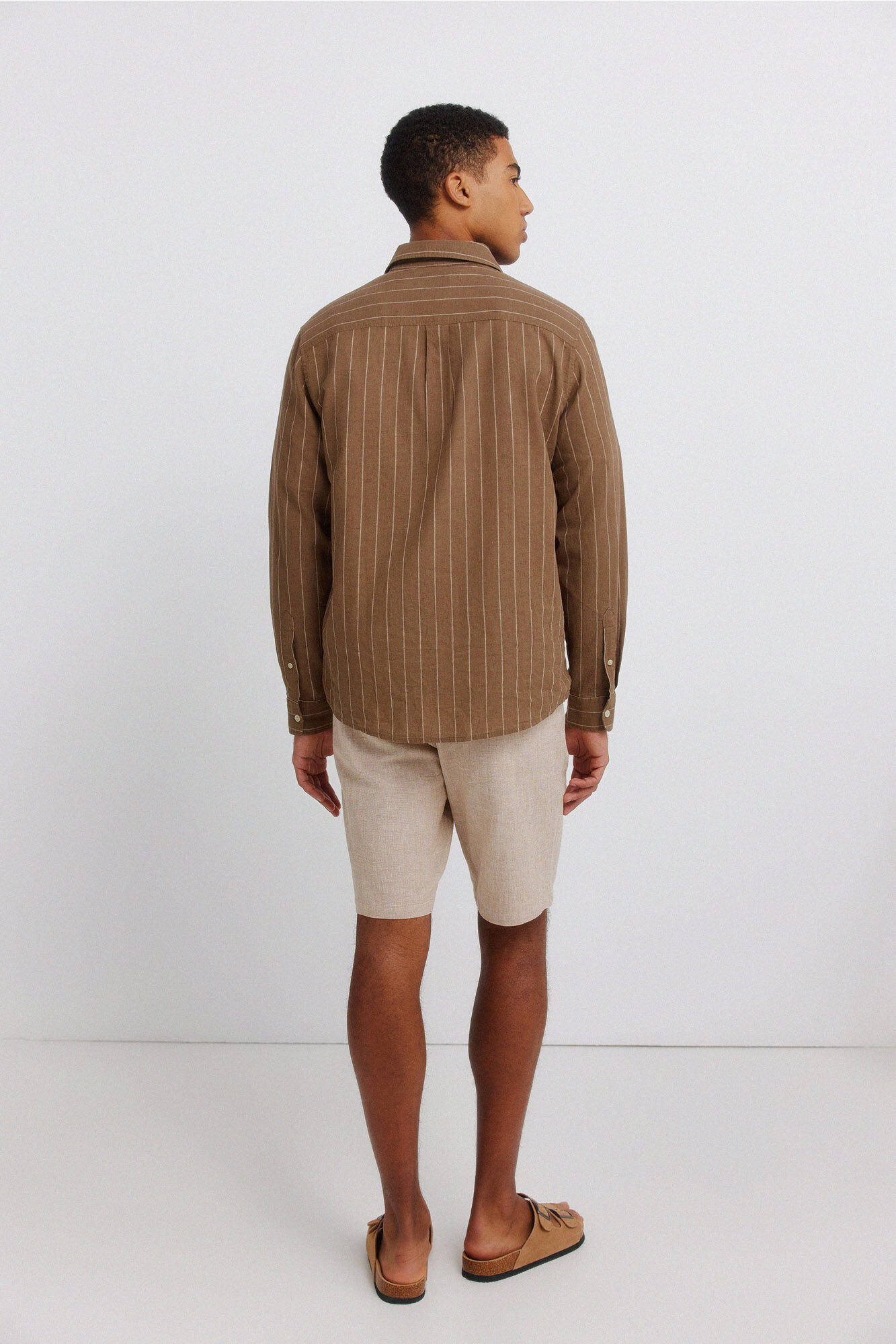 Springfield Bermudas dobby comfort fit de lino beige