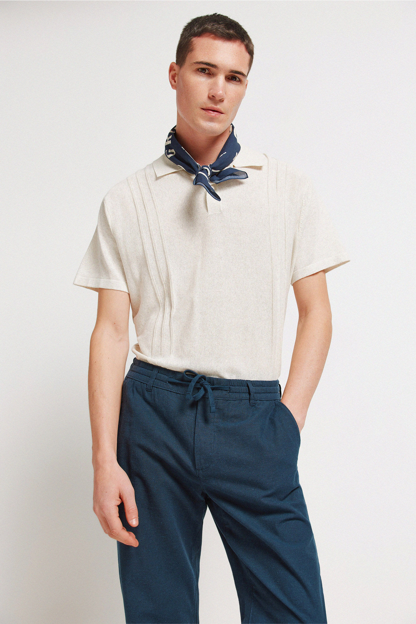 Springfield Pantal&oacute;n chino comfort fit de lino azul