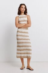 Springfield Vestido midi de tejido halter caf&eacute;