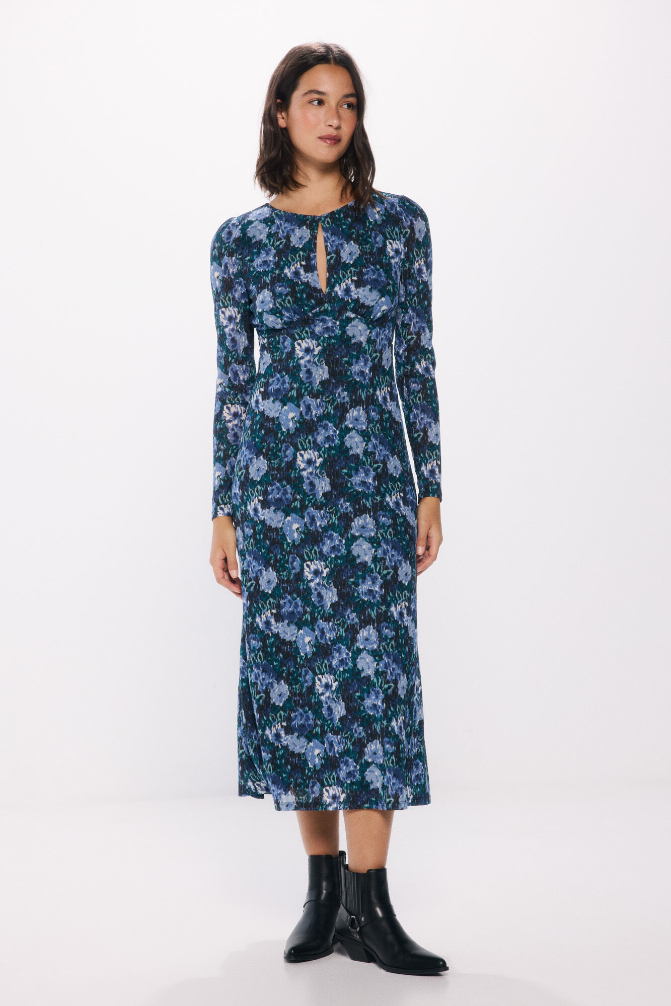 Springfield Vestido midi estampado flores azules