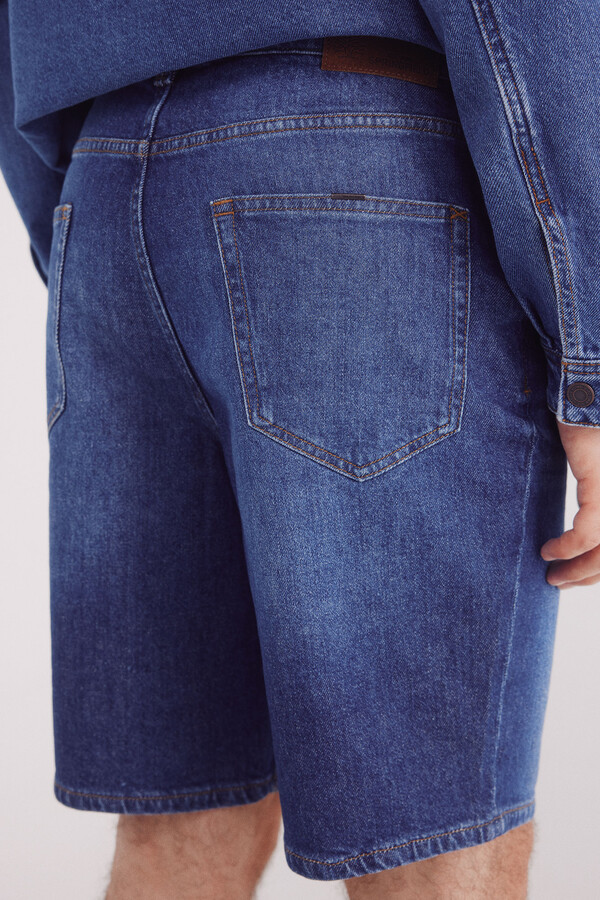 Springfield Bermudas denim lavado medio oscuro regular fit azulado