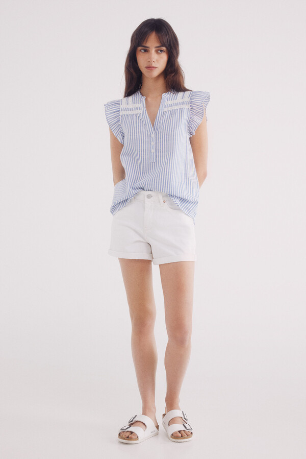 Springfield Blusa lace insertado azul