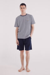 Springfield Pijama corta microrrayas surfista azul