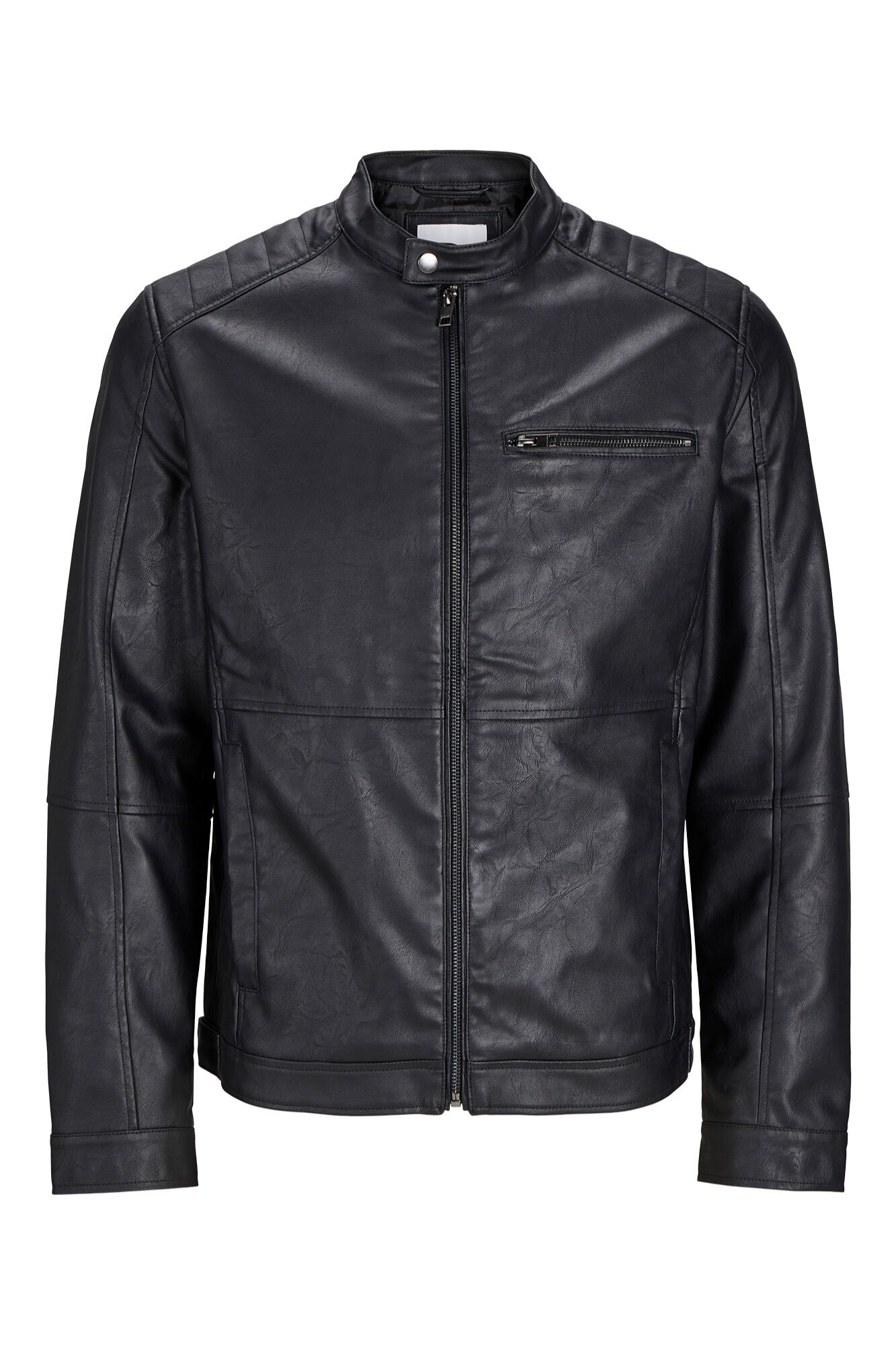 Jack & Jones Chamarra biker efecto piel negro