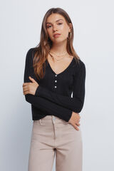 Springfield Playera tejido con corte Baker negro