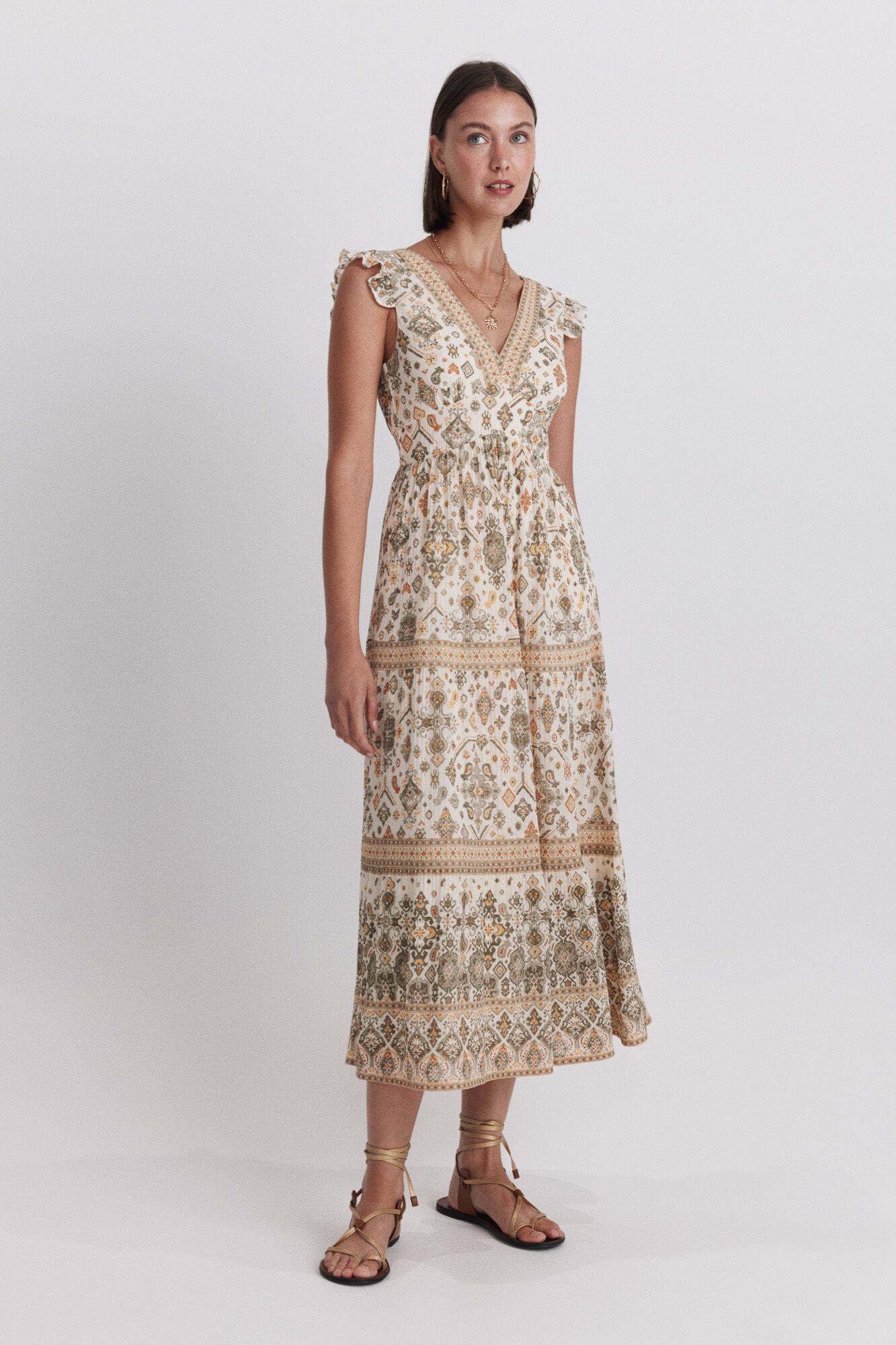 Springfield Vestido midi estampado cenefa