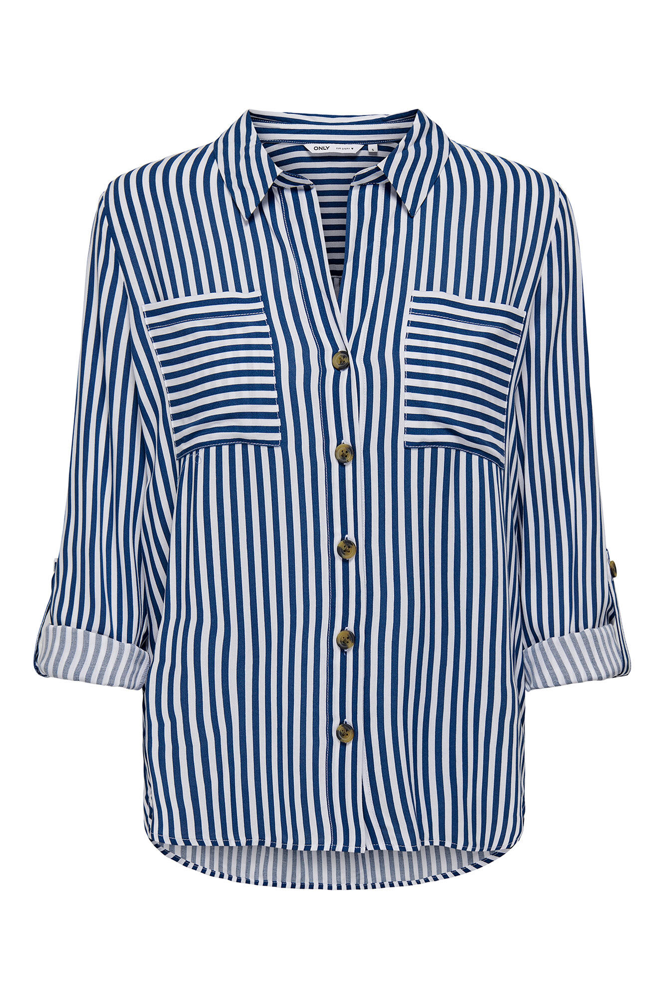 Only Camisa fluida con bolsillos frontales azulado