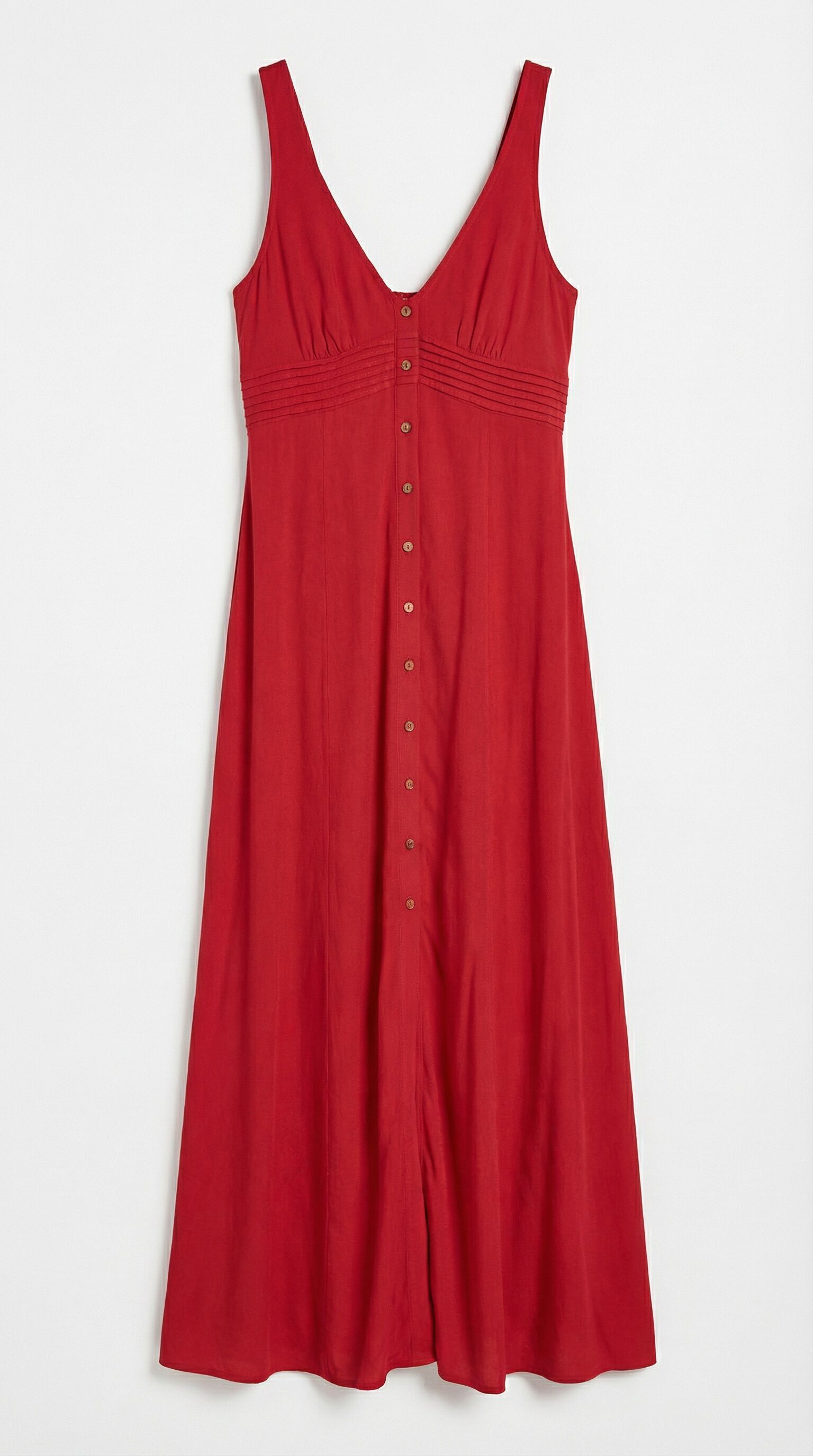 Springfield Vestido midi de tirantes rom&aacute;ntico rojo