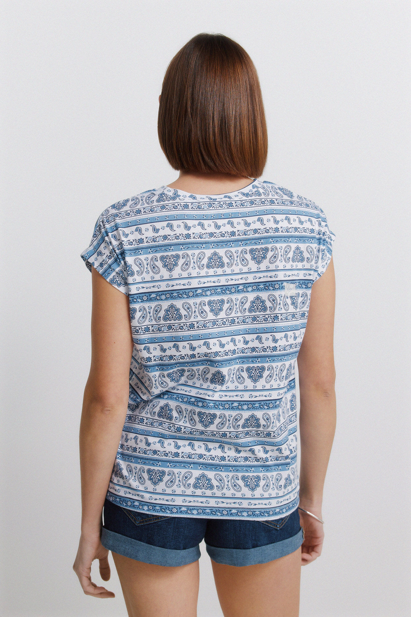 Springfield Playera de manga corta estampada azul mezcla