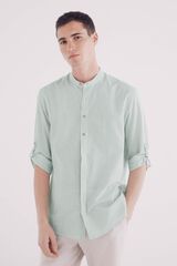 Springfield Camisa mao 3/4 seersucker rayas verde